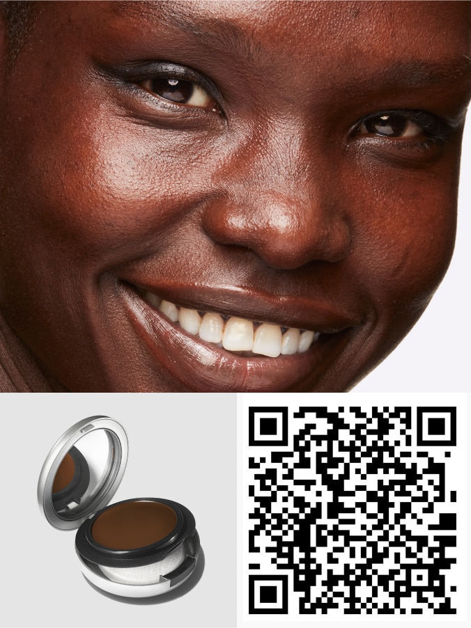 QR code and model's face for STUDIO FIX TECH CREAM-TO-POWDER FOUNDATION.